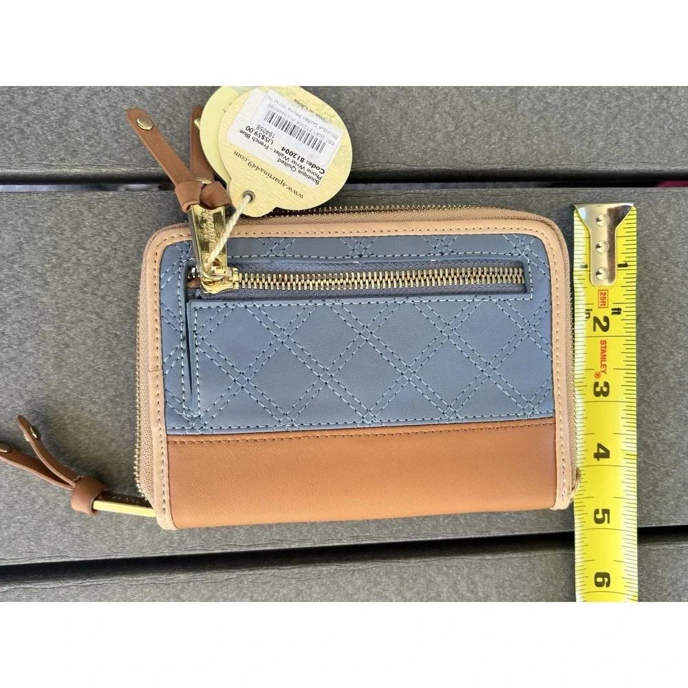 Spartina 449 Daufuskie Island Quilted Wallet Blue Tan NWT